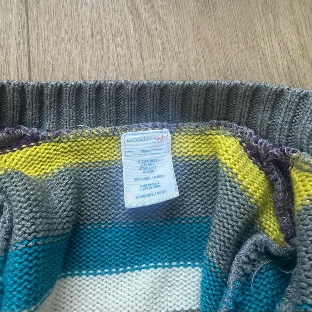 WonderKids Colorful Striped Cardigan Jacket, 18 Months - Picture 8 of 8